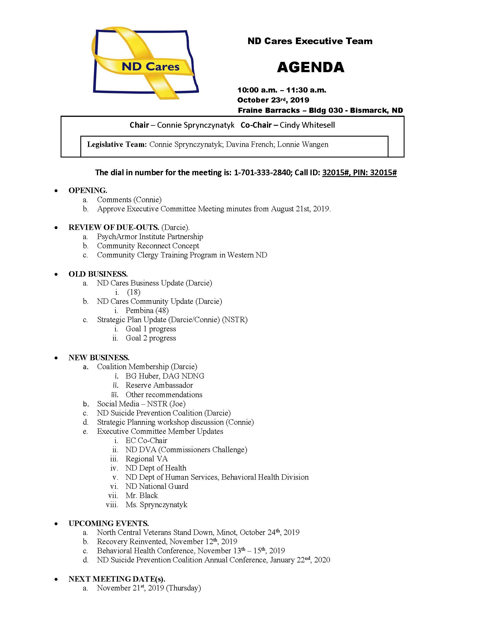 Executive Committee Meeting Agenda